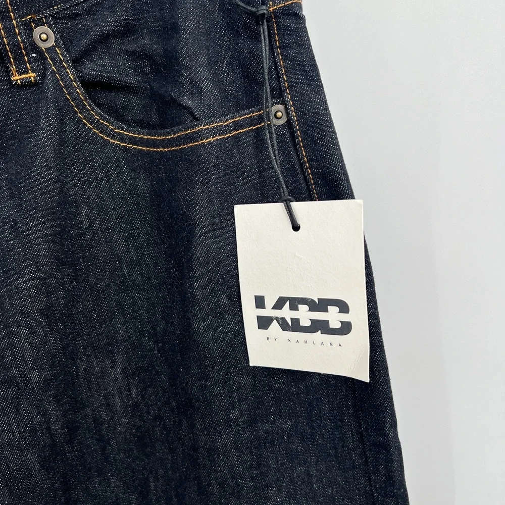 NEW KBB by Kahlana Barrel leg jeans dark indigo blue wash denim 16